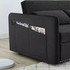 55 Divano Letto Convertibile in Velluto - Design Moderno con Letto Estraibile, Cuscini e Braccioli a Griglia