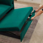 55 Divano Letto Convertibile in Velluto - Design Moderno con Letto Estraibile, Cuscini e Braccioli a Griglia