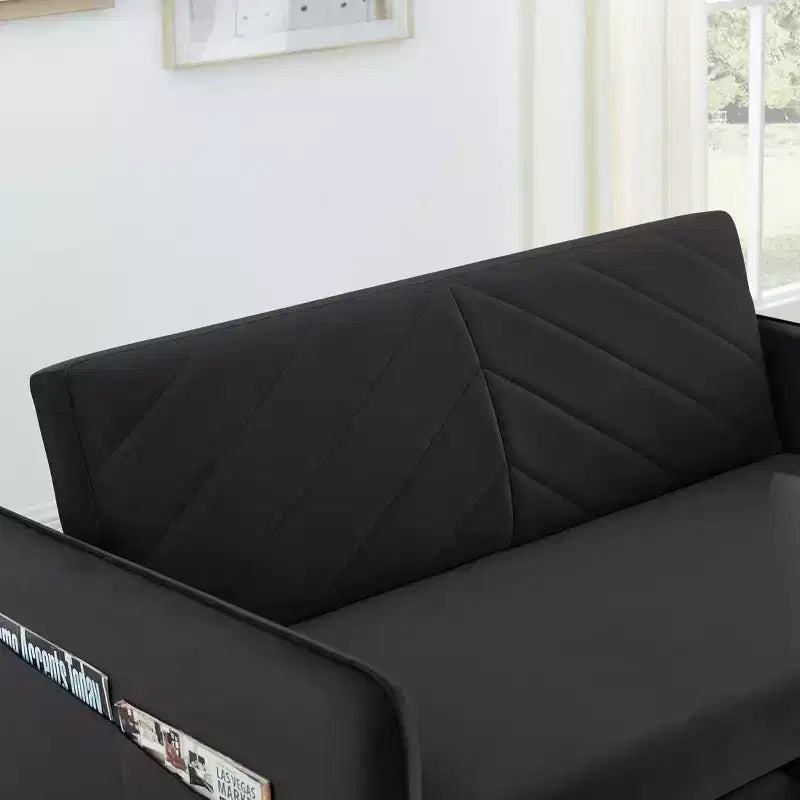 55 Divano Letto Convertibile in Velluto - Design Moderno con Letto Estraibile, Cuscini e Braccioli a Griglia