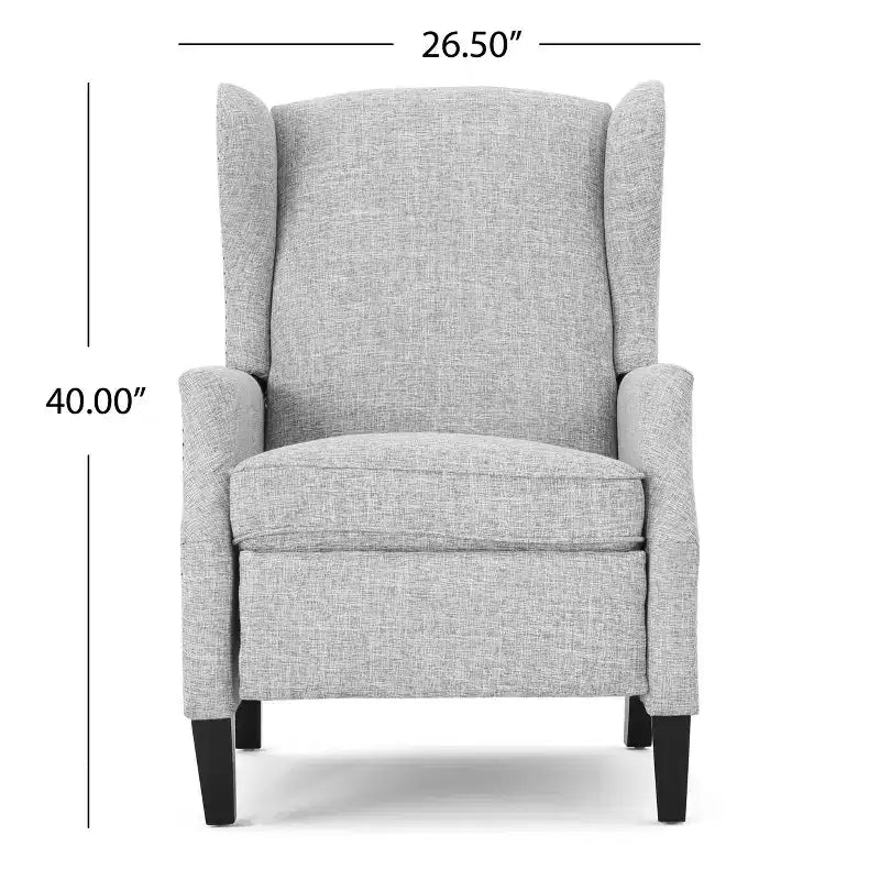 GDFStudio Weyland Contemporary Fabric Wingback Pushback Recliner with Nailhead Accents