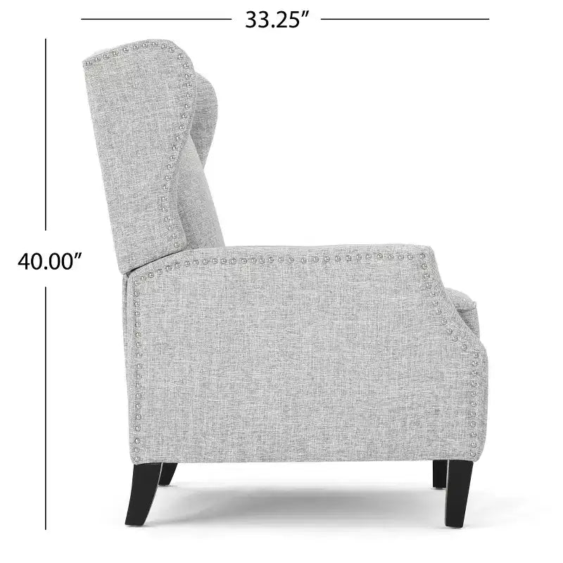 GDFStudio Weyland Contemporary Fabric Wingback Pushback Recliner with Nailhead Accents