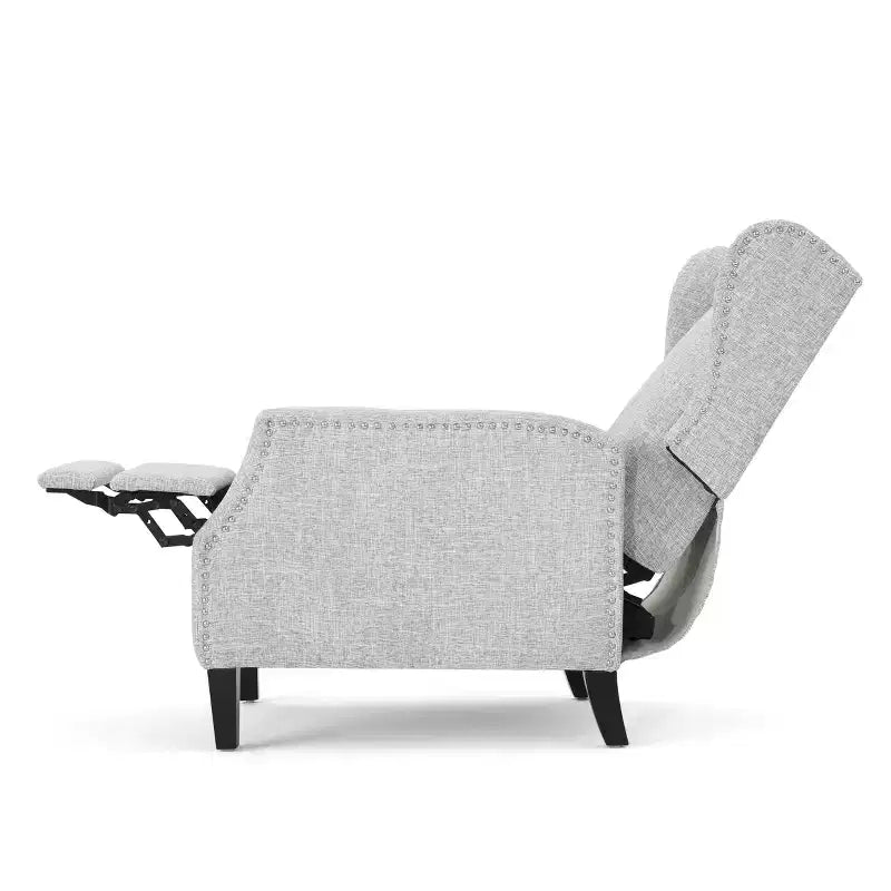 GDFStudio Weyland Contemporary Fabric Wingback Pushback Recliner with Nailhead Accents