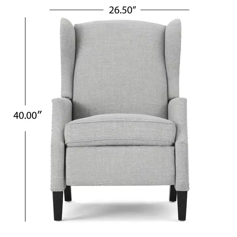 GDFStudio Weyland Contemporary Fabric Wingback Pushback Recliner with Nailhead Accents