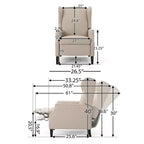 GDFStudio Weyland Contemporary Fabric Wingback Pushback Recliner with Nailhead Accents