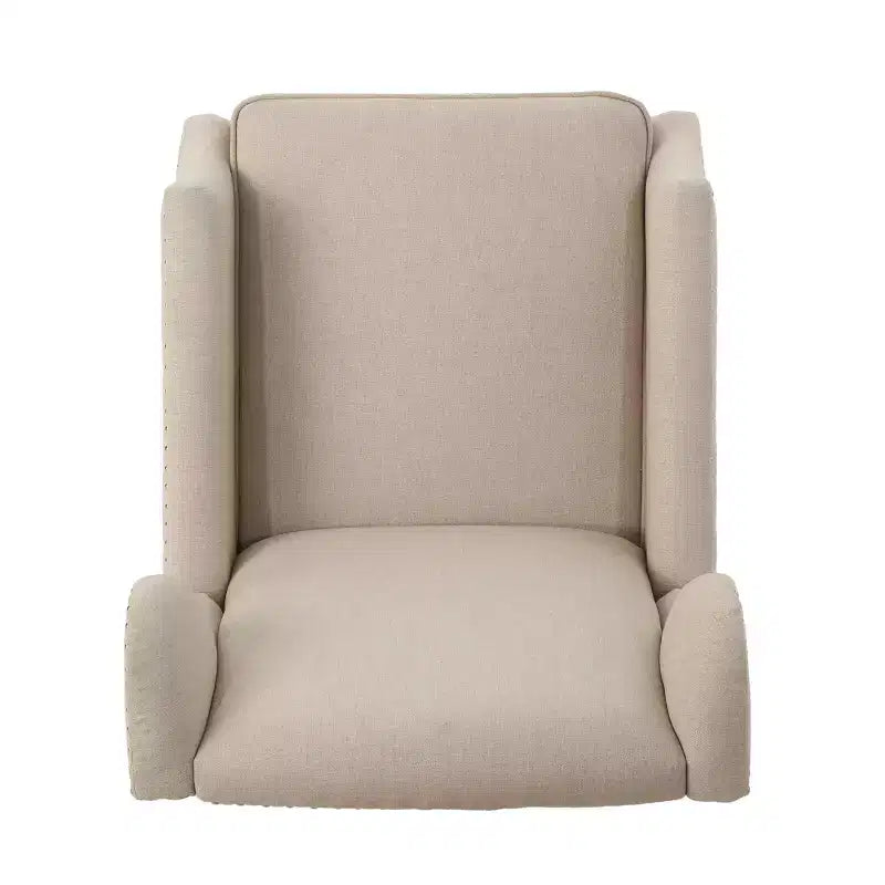 GDFStudio Weyland Contemporary Fabric Wingback Pushback Recliner with Nailhead Accents