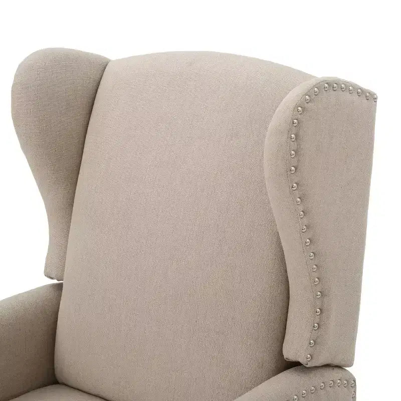 GDFStudio Weyland Contemporary Fabric Wingback Pushback Recliner with Nailhead Accents