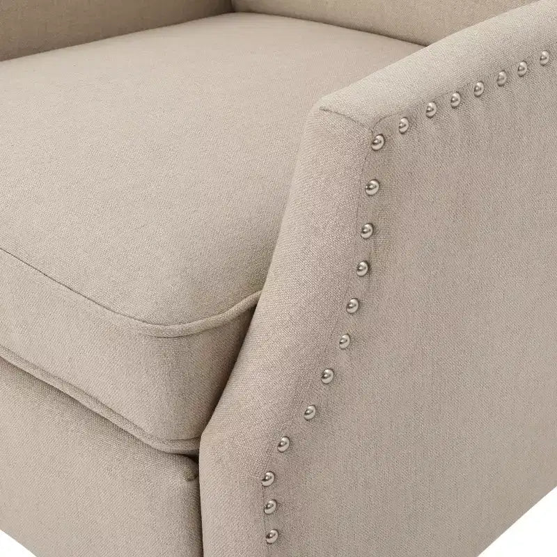 GDFStudio Weyland Contemporary Fabric Wingback Pushback Recliner with Nailhead Accents