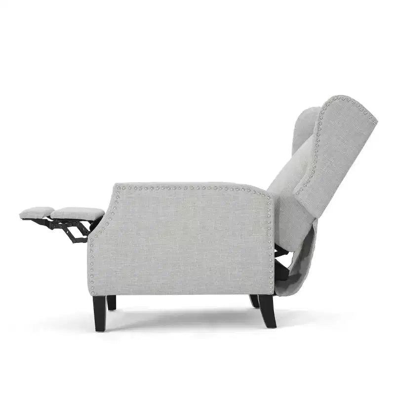GDFStudio Weyland Contemporary Fabric Wingback Pushback Recliner with Nailhead Accents