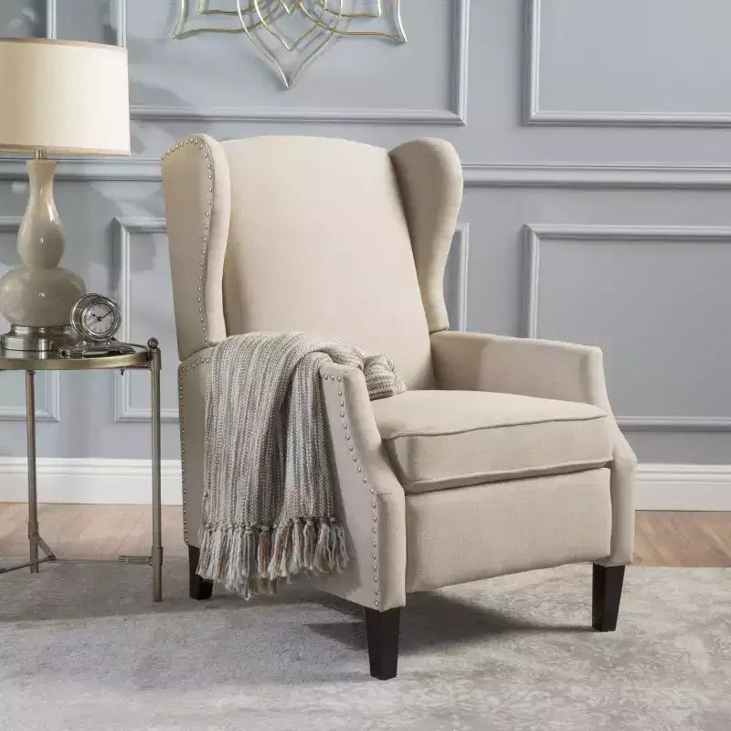 GDFStudio Weyland Poltrona Reclinabile Pushback Contemporanea in Tessuto con Dettagli a Borchie