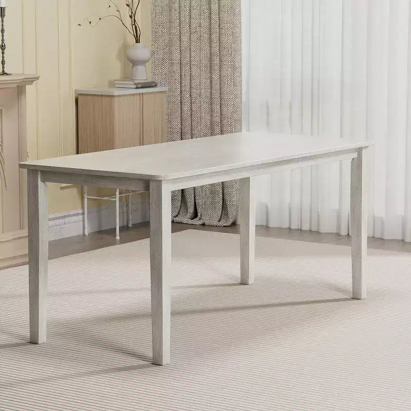 VECELO Farmhouse Style Dining Table Set, Rubber Wood Table and Upholstered Dining Chairs, Gray