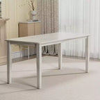VECELO Farmhouse Style Dining Table Set, Rubber Wood Table and Upholstered Dining Chairs, Gray