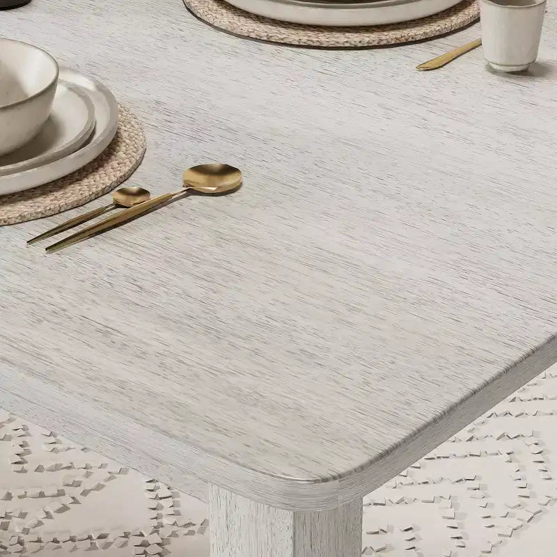 VECELO Farmhouse Style Dining Table Set, Rubber Wood Table and Upholstered Dining Chairs, Gray