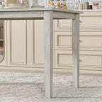 VECELO Farmhouse Style Dining Table Set, Rubber Wood Table and Upholstered Dining Chairs, Gray