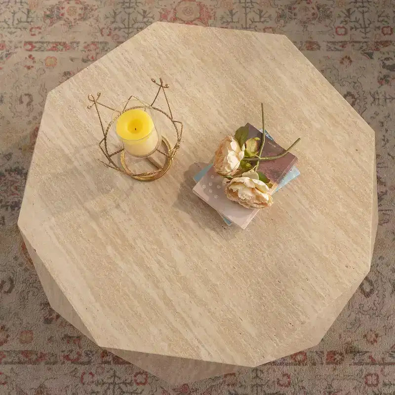 Tavolino da caffè GDFStudio Beaufort Modern 37.4 a tamburo irregolare in legno di abete