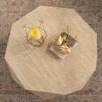 Tavolino da caffè GDFStudio Beaufort Modern 37.4 a tamburo irregolare in legno di abete