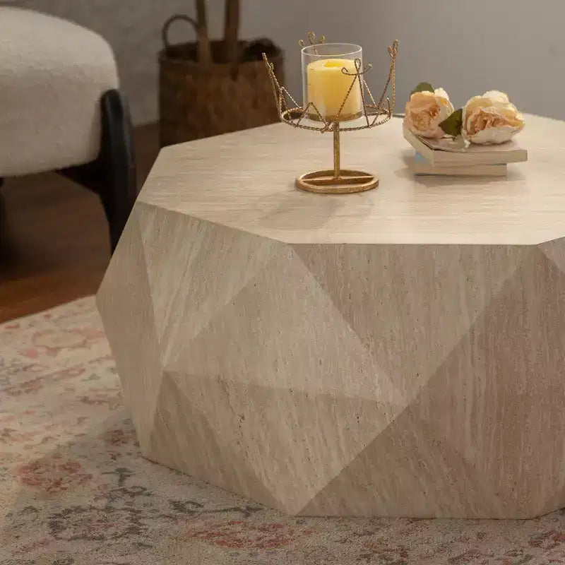 Tavolino da caffè GDFStudio Beaufort Modern 37.4 a tamburo irregolare in legno di abete