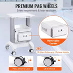VEVOR 2 Tiers Lab Carts, Lab Utility Cart with 1 Drawer & 1 Top Tray, Mobile Medical Cart with ABS Material, Lab Rolling Cart