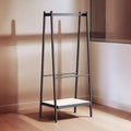 Christopher Knight Home Samantha Modern 65H Oak Solid Wood Trapezoidal Clothes Rack with Rattan Shelf