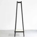 Christopher Knight Home Samantha Modern 65H Oak Solid Wood Trapezoidal Clothes Rack with Rattan Shelf