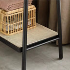 Christopher Knight Home Samantha Modern 65H Oak Solid Wood Trapezoidal Clothes Rack with Rattan Shelf