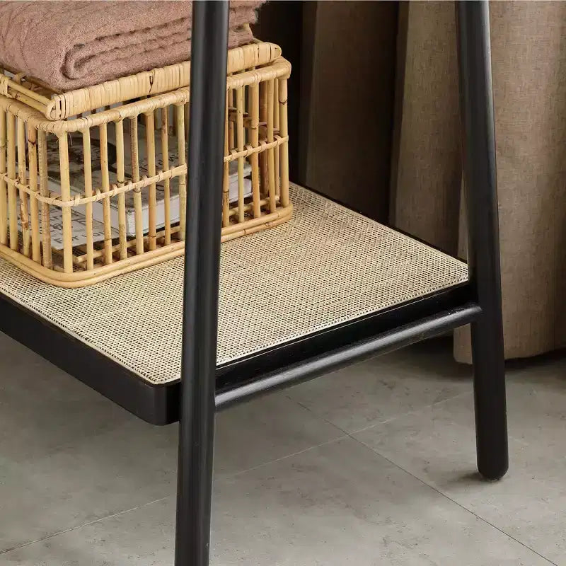 Christopher Knight Home Samantha Modern 65H Oak Solid Wood Trapezoidal Clothes Rack with Rattan Shelf