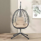 Egg Chair with Stand Indoor Outdoor Swing Chair Patio Wicker Hanging Egg Chair Hanging Basket Chair Hammock Chair