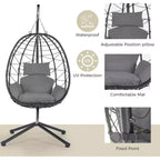 Egg Chair with Stand Indoor Outdoor Swing Chair Patio Wicker Hanging Egg Chair Hanging Basket Chair Hammock Chair