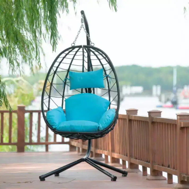 Egg Chair with Stand Indoor Outdoor Swing Chair Patio Wicker Hanging Egg Chair Hanging Basket Chair Hammock Chair
