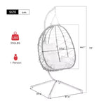 Egg Chair with Stand Indoor Outdoor Swing Chair Patio Wicker Hanging Egg Chair Hanging Basket Chair Hammock Chair