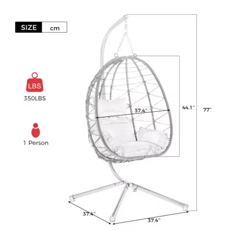 Egg Chair with Stand Indoor Outdoor Swing Chair Patio Wicker Hanging Egg Chair Hanging Basket Chair Hammock Chair