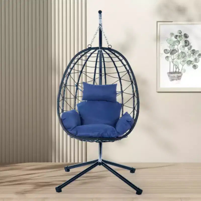 Egg Chair with Stand Indoor Outdoor Swing Chair Patio Wicker Hanging Egg Chair Hanging Basket Chair Hammock Chair