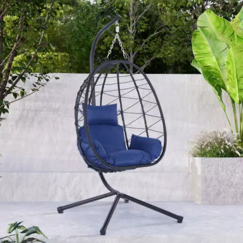 Egg Chair with Stand Indoor Outdoor Swing Chair Patio Wicker Hanging Egg Chair Hanging Basket Chair Hammock Chair