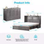 Mjkone Letto a Scomparsa Multifunzionale Queen Size con Stazione di Ricarica USB, Cassetti e Materasso Tri-Pieghevole