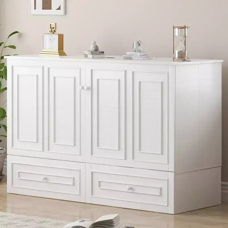 Mjkone Letto a Scomparsa Multifunzionale Queen Size con Stazione di Ricarica USB, Cassetti e Materasso Tri-Pieghevole