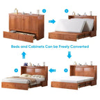 Mjkone Letto a Scomparsa Multifunzionale Queen Size con Stazione di Ricarica USB, Cassetti e Materasso Tri-Pieghevole