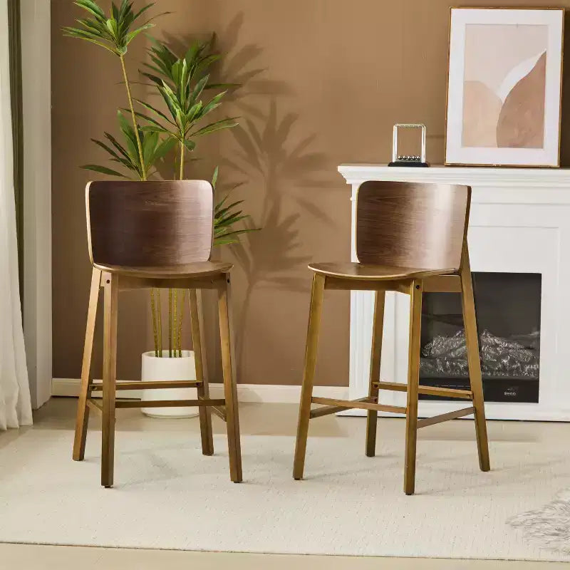 Christopher Knight Home Mario Indoor Wood Barstools with Curved Backrest (Set of 2)