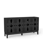 Storage Buffet Cabinet, Mid Century Modern Sideboard, Accent Storage Cabinet Serving Sideboard with 4 Hollow Out Doors and Adjustable Shelves