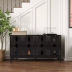 Storage Buffet Cabinet, Mid Century Modern Sideboard, Accent Storage Cabinet Serving Sideboard with 4 Hollow Out Doors and Adjustable Shelves