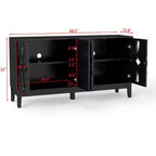 Storage Buffet Cabinet, Mid Century Modern Sideboard, Accent Storage Cabinet Serving Sideboard with 4 Hollow Out Doors and Adjustable Shelves