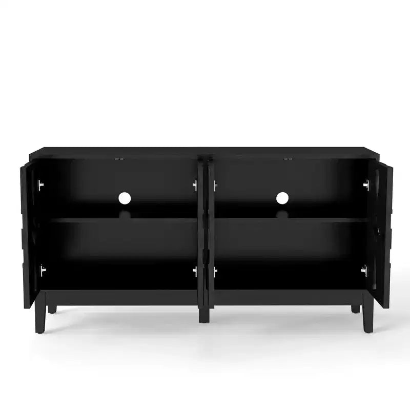 Storage Buffet Cabinet, Mid Century Modern Sideboard, Accent Storage Cabinet Serving Sideboard with 4 Hollow Out Doors and Adjustable Shelves