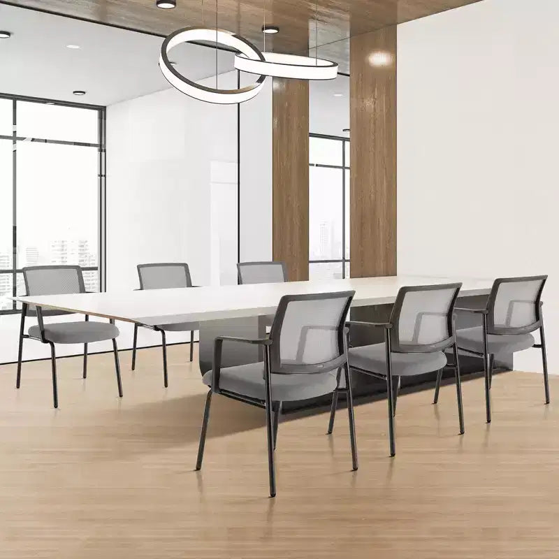 MAYEERTY Chair Gray Leather Folding for Home Office Party Portable Comfortable