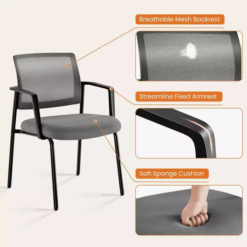 MAYEERTY Chair Gray Leather Folding for Home Office Party Portable Comfortable