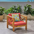 Christopher Knight Home Brava Outdoor Acacia Wood Club Chair with Water Resistant Cushion