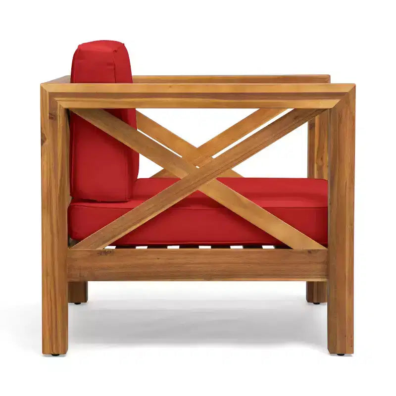 Christopher Knight Home Brava Outdoor Acacia Wood Club Chair with Water Resistant Cushion
