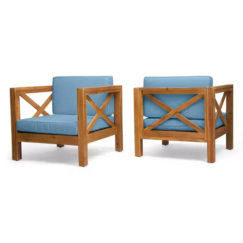 Christopher Knight Home Brava Poltrone da Esterno in Legno di Acacia con Cuscini Idrorepellenti (Set da 2)