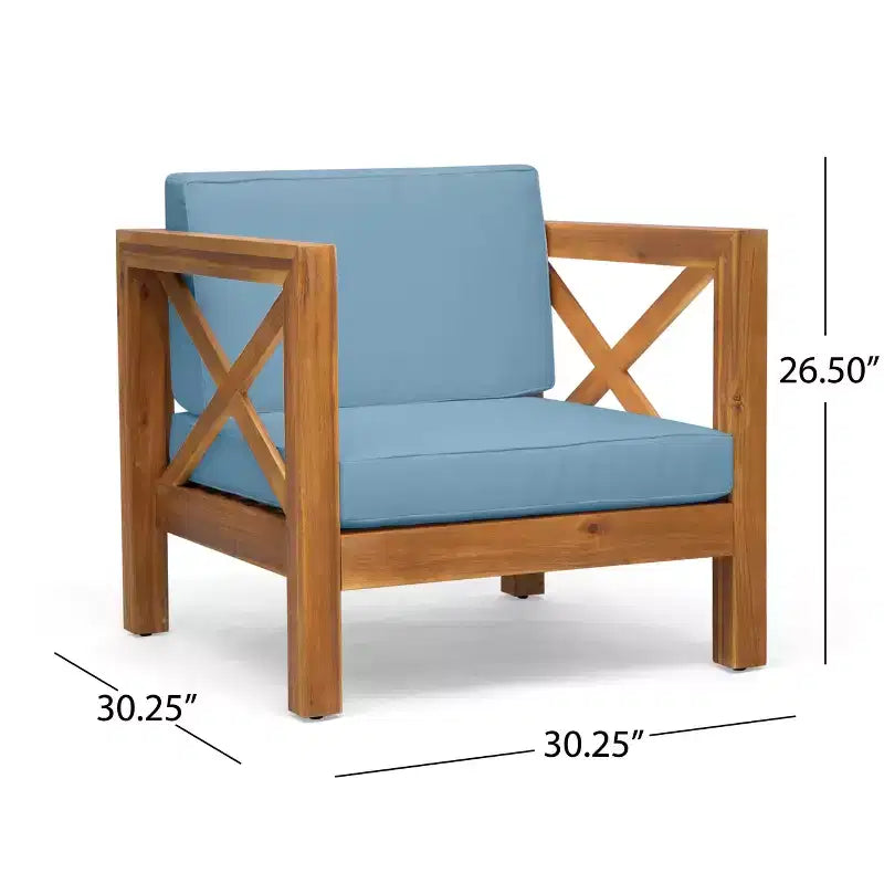 Christopher Knight Home Brava Poltrone da Esterno in Legno di Acacia con Cuscini Idrorepellenti (Set da 2)