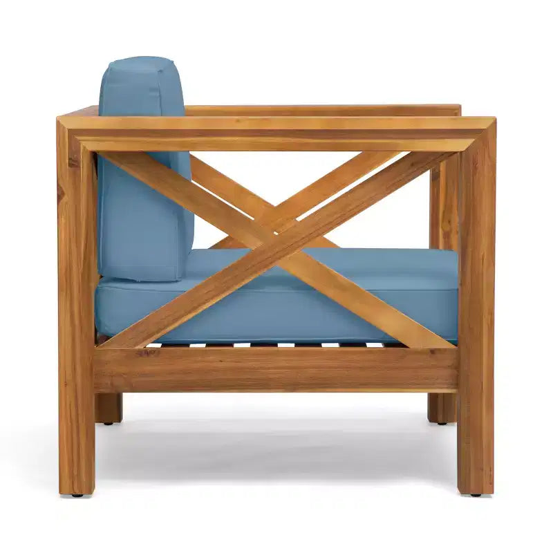 Christopher Knight Home Brava Poltrone da Esterno in Legno di Acacia con Cuscini Idrorepellenti (Set da 2)