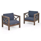 Christopher Knight Home Brava Poltrone da Esterno in Legno di Acacia con Cuscini Idrorepellenti (Set da 2)