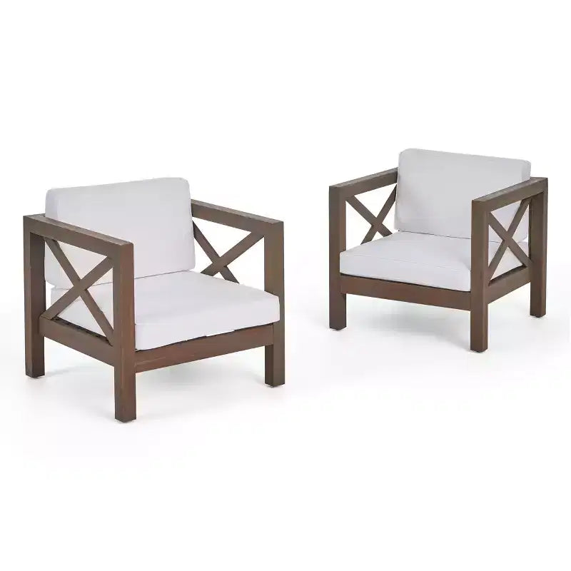 Christopher Knight Home Brava Poltrone da Esterno in Legno di Acacia con Cuscini Idrorepellenti (Set da 2)
