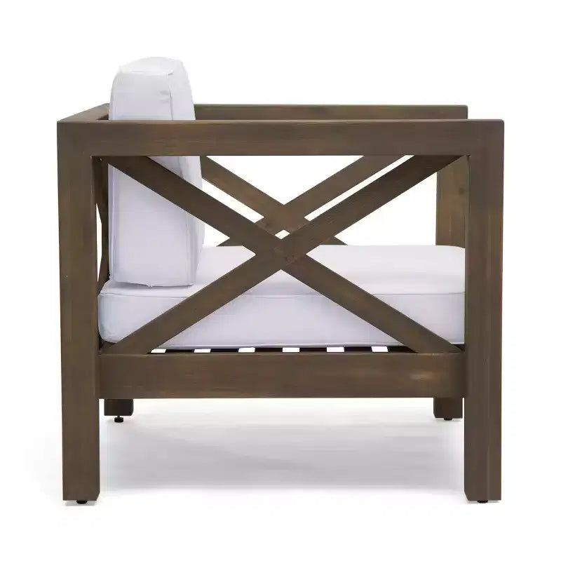 Christopher Knight Home Brava Poltrone da Esterno in Legno di Acacia con Cuscini Idrorepellenti (Set da 2)